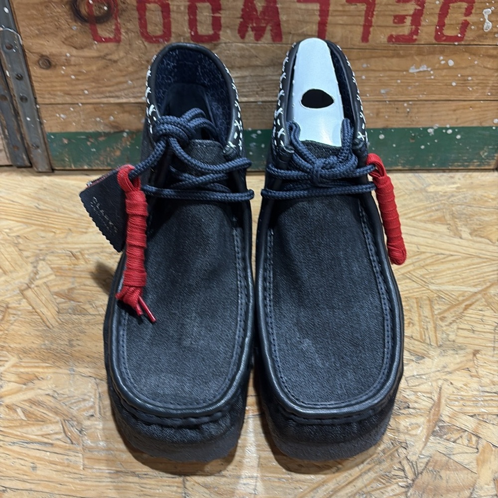 Brand new unworn denim discontinued Clark Wallabee. Multiple sizes available. - Picture 2 of 6
